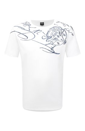 Мужская хлопковая футболка BERLUTI белого цвета, арт. R21JRS70-001 | Фото 1 (Рукава: Короткие; Материал внешний: Хлопок; Длина (для топов): Стандартные; Принт: С принтом; Стили: Кэжуэл)