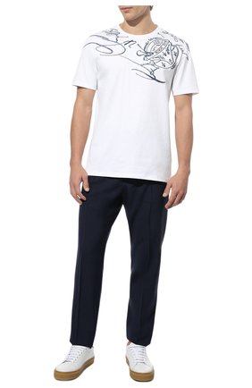 Мужская хлопковая футболка BERLUTI белого цвета, арт. R21JRS70-001 | Фото 2 (Рукава: Короткие; Материал внешний: Хлопок; Длина (для топов): Стандартные; Принт: С принтом; Стили: Кэжуэл)