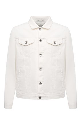 Мужская джинсовая куртка BRUNELLO CUCINELLI белого цвета по цене 192000 руб., арт. M277P6845 | Фото 1 Мужская джинсовая куртка BRUNELLO CUCINELLI белого цвета, арт. M277P6845 | Фото 1 (Рукава: Длинные; Материал внешний: Хлопок, Деним; Длина (верхняя одежда): Короткие; Кросс-КТ: Деним, Куртка; Стили: Кэжуэл)