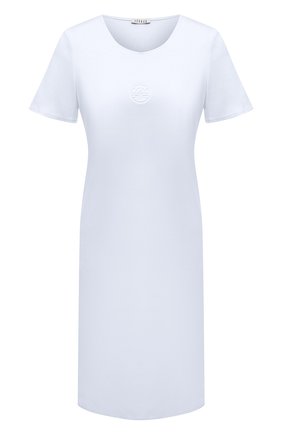 Женская хлопковая сорочка LOUIS FERAUD светло-голубого цвета, арт. 3883006 | Фото 1 (Длина Ж (юбки, платья, шорты): Мини; Рукава: Короткие; Материал внешний: Хлопок)