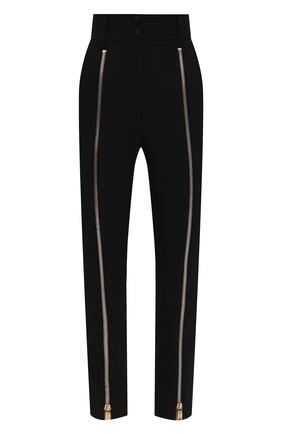 Женские шерстяные брюки DOLCE & GABBANA черного цвета, арт. FTB9YT/FUBAJ | Фото 1 (Длина (брюки, джинсы): Стандартные; Материал внешний: Шерсть; Стили: Гламурный; Женское Кросс-КТ: Брюки-одежда; Силуэт Ж (брюки и джинсы): Узкие)