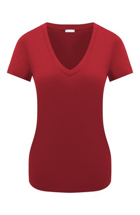 Женская футболка HANRO красного цвета, арт. 077876 | Фото 1 (Материал внешний: Синтетический материал, Хлопок; Рукава: Короткие; Длина (для топов): Стандартные; Женское Кросс-КТ: Футболка-белье; Региональные ограничения белый список (Axapta Mercury): RU)