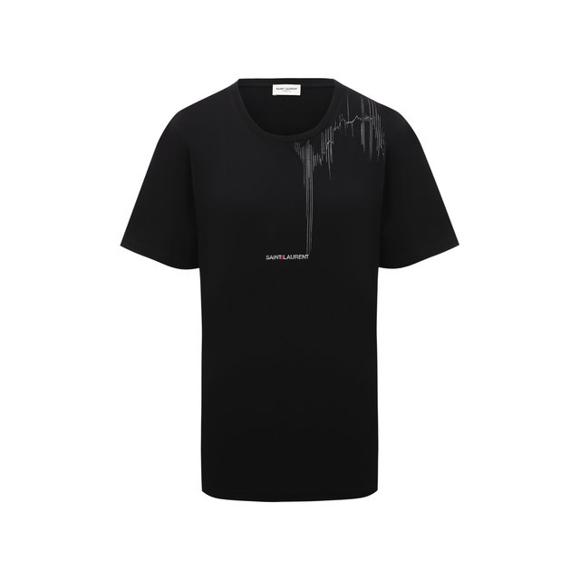 Хлопковая футболка Saint Laurent Чёрный 673437/Y36MA 5608385