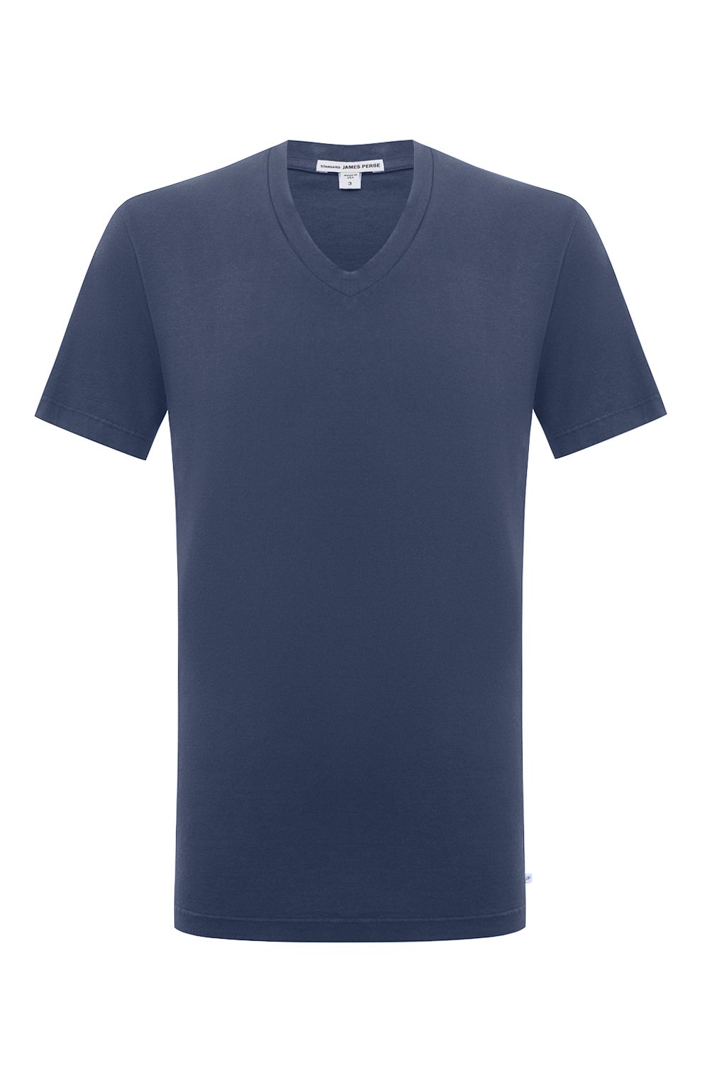 Мужская хлопковая футболка JAMES PERSE синего цвета, арт. MLJ3352 | Фото 1 (Принт: Без принта; Рукава: Короткие; Длина (для топов): Стандартные; Материал внешний: Хлопок; Стили: Кэжуэл)