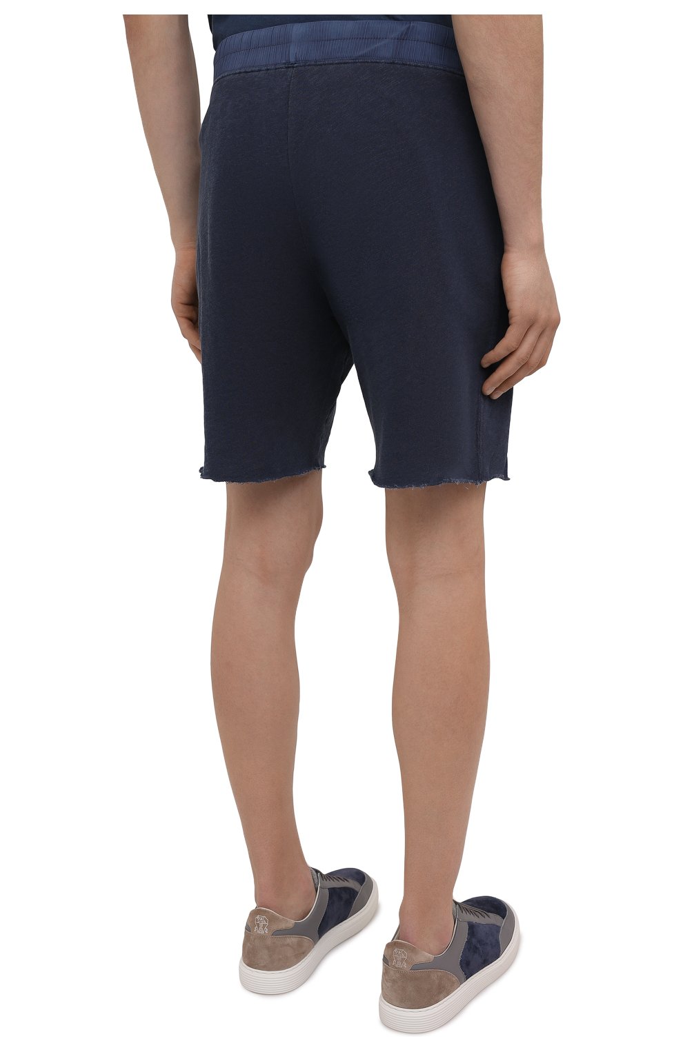 Мужские хлопковые шорты JAMES PERSE темно-синего цвета, арт. MXA4238 | Фото 4 (Длина Шорты М: До колена; Случай: Повседневный; Материал внешний: Хлопок; Стили: Спорт-шик)