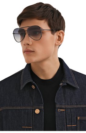 Мужские солнцезащитные очки TOM FORD черного цвета, арт. TF853 | Фото 2 (Тип очков: С/з; Материал: Металл; Кросс-КТ: С/з-мужское; Оптика Гендер: оптика-мужское; Очки форма: Авиаторы)