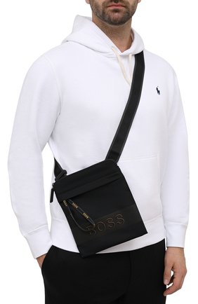 Мужская сумка BOSS черного цвета, арт. 50466416 | Фото 2 (Ремень/цепочка: На ремешке; Материал: Текстиль; Размер: small)