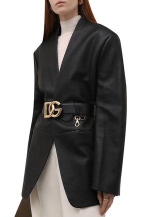 Женский кожаный ремень DOLCE & GABBANA черного цвета, арт. BE1497/AW576 | Фото 2 (Кросс-КТ: Широкие)