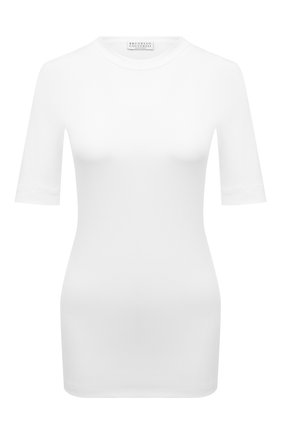 Женская хлопковая футболка BRUNELLO CUCINELLI белого цвета, арт. M0TC836S50 | Фото 1 (Материал внешний: Хлопок; Длина (для топов): Стандартные; Рукава: Короткие; Стили: Кэжуэл; Принт: Без принта; Женское Кросс-КТ: Футболка-одежда)