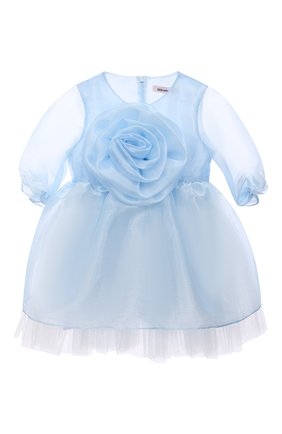 Детское платье LITTLE MISS AOKI голубого цвета, арт. LFW21201/2-4 | Фото 1 (Рукава: Короткие; Материал внешний: Синтетический материал; Материал подклада: Хлопок; Ростовка одежда: 4 года | 104 см)
