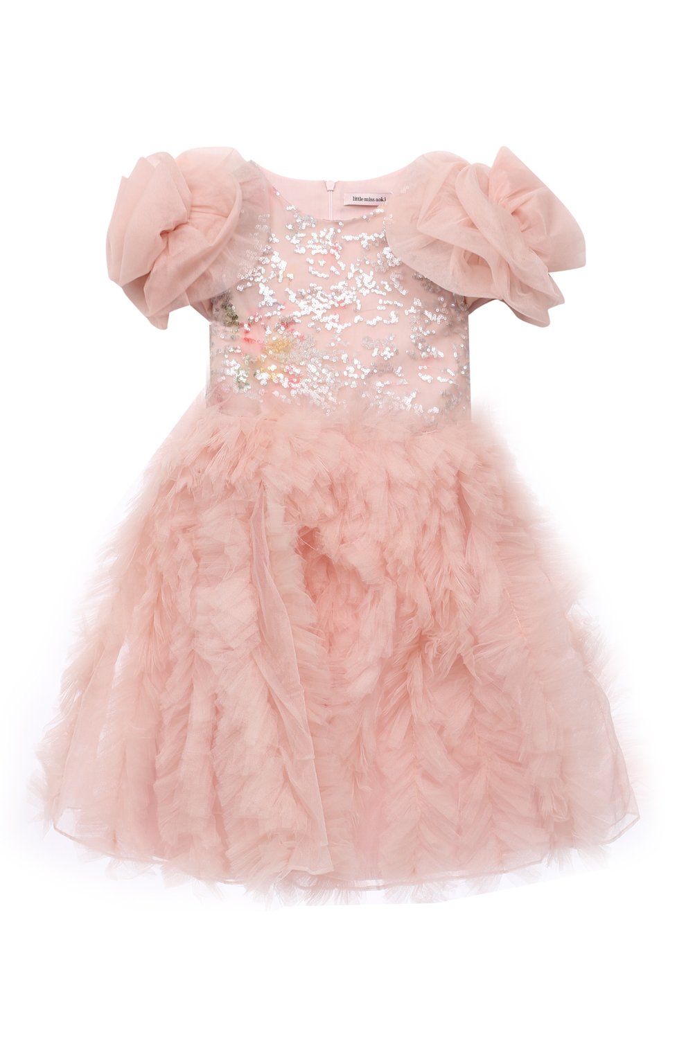 Детское платье LITTLE MISS AOKI розового цвета, арт. LFW21101/2-4 | Фото 1 (Рукава: Короткие; Материал внешний: Синтетический материал; Материал подклада: Хлопок; Ростовка одежда: 4 года | 104 см)