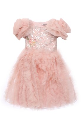 Детское платье LITTLE MISS AOKI розового цвета, арт. LFW21101/2-4 | Фото 1 (Материал подклада: Хлопок; Материал внешний: Синтетический материал; Рукава: Короткие; Ростовка одежда: 4 года | 104 см)