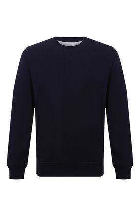 Мужской хлопковый свитшот BRUNELLO CUCINELLI темно-синего цвета по цене 45450 руб., арт. M0T353430 | Фото 1 Мужской хлопковый свитшот BRUNELLO CUCINELLI темно-синего цвета, арт. M0T353430 | Фото 1 (Материал внешний: Хлопок; Рукава: Длинные; Длина (для топов): Стандартные; Мужское Кросс-КТ: свитшот-одежда; Принт: Без принта; Стили: Кэжуэл)