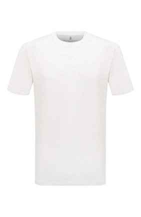 Мужская хлопковая футболка  BRUNELLO CUCINELLI светло-серого цвета, арт. M0T611308 | Фото 1 (Принт: Без принта; Рукава: Короткие; Длина (для топов): Стандартные; Материал внешний: Хлопок; Стили: Кэжуэл)