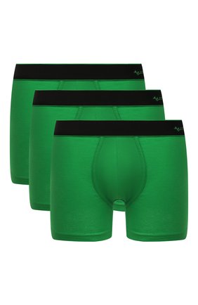 Мужские комплект из трех хлопковых боксеров BOTTEGA VENETA зеленого цвета, арт. 651949/4V00U | Фото 1 (Материал внешний: Хлопок; Мужское Кросс-КТ: Трусы; Кросс-КТ: бельё)