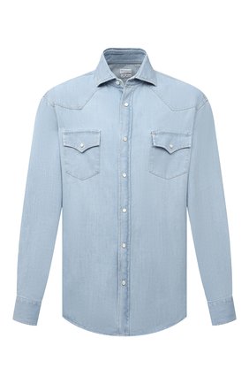 Мужская джинсовая рубашка BRUNELLO CUCINELLI светло-голубого цвета по цене 0 руб., арт. ME6454008 | Фото 1