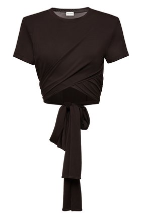 Женская футболка из хлопка и вискозы MAGDA BUTRYM темно-коричневого цвета, арт. 181321/ | Фото 1 (Материал внешний: Хлопок; Стили: Романтичный; Женское Кросс-КТ: Футболка-одежда)