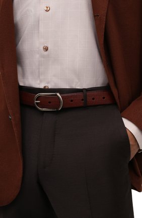 Мужской кожаный ремень BRUNELLO CUCINELLI коричневого цвета, арт. MAUQI333 | Фото 2 (Случай: Повседневный; Материал: Натуральная кожа)