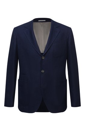 Мужской пиджак изо льна и шерсти BRUNELLO CUCINELLI темно-синего цвета по цене 342000 руб., арт. MD4957BND | Фото 1 Мужской пиджак изо льна и шерсти BRUNELLO CUCINELLI темно-синего цвета, арт. MD4957BND | Фото 1 (Материал внешний: Шерсть, Лен; Материал подклада: Купро; Рукава: Длинные; Длина (для топов): Стандартные; Пиджаки М: Приталенный; 1-2-бортные: Однобортные; Стили: Классический, Кэжуэл; Случай: Повседневный, Коктейльный)