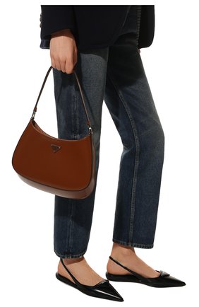 Женская сумка cleo PRADA коричневого цвета, арт. 1BC499-ZO6-F02TX-OOO | Фото 2 (Материал: Натуральная кожа; Размер: medium; Сумки-технические: Сумки top-handle)