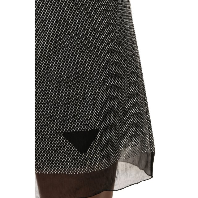 фото Шелковая юбка с отделкой стразами prada