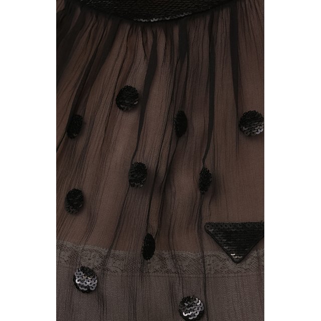 фото Шелковое платье с отделкой пайетками prada