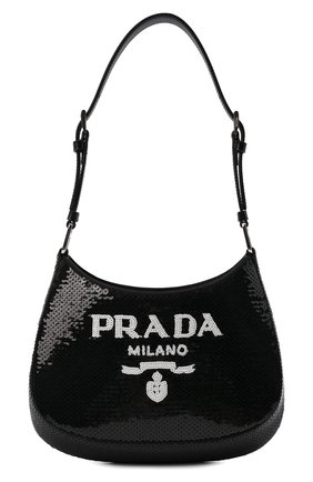 Женская сумка cleo PRADA черного цвета, арт. 1BC169-2DWY-F0967-HPO | Фото 1 (Материал: Натуральная кожа; Размер: small; Ремень/цепочка: На ремешке; Сумки-технические: Сумки через плечо)