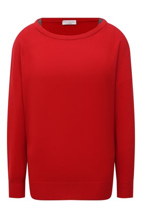 Женский кашемировый пуловер BRUNELLO CUCINELLI красного цвета, арт. M12167418 | Фото 1 (Длина (для топов): Стандартные; Материал внешний: Кашемир, Шерсть; Рукава: Длинные; Стили: Кэжуэл; Женское Кросс-КТ: Пуловер-одежда)