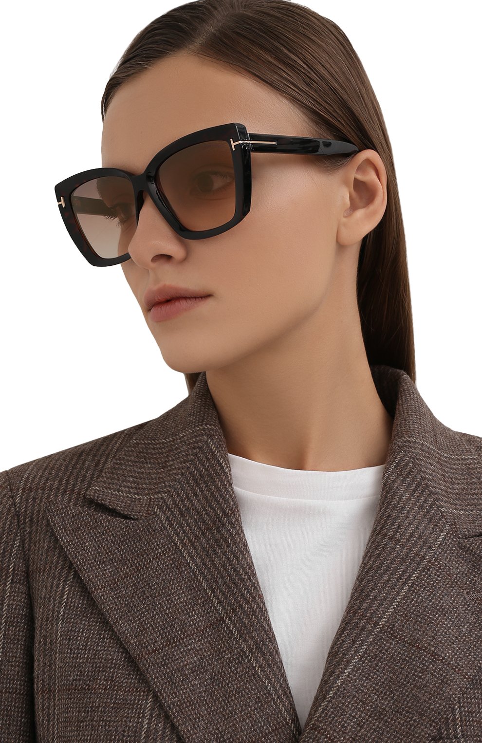 Женские темно-коричневые солнцезащитные очки TOM FORD купить в  интернет-магазине ЦУМ, арт. TF920 52G