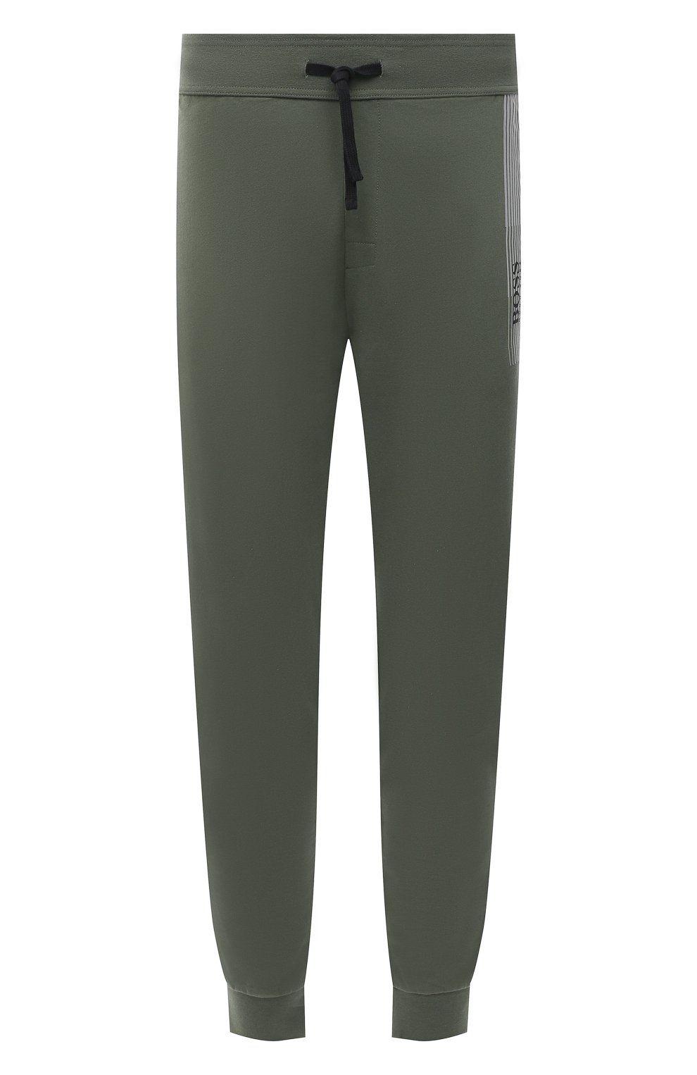 Мужские хлопковые джоггеры BOSS зеленого цвета, арт. 50464911 | Фото 1 (Длина (брюки, джинсы): Стандартные; Кросс-КТ: домашняя одежда; Материал внешний: Хлопок)