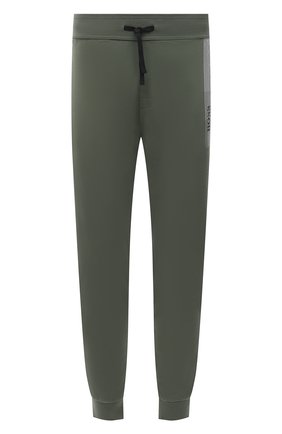 Мужские хлопковые джоггеры BOSS зеленого цвета, арт. 50464911 | Фото 1 (Длина (брюки, джинсы): Стандартные; Материал внешний: Хлопок; Кросс-КТ: домашняя одежда)