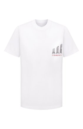 Мужская хлопковая футболка CASABLANCA белого цвета, арт. MF21-TS-001 WHITE-GRAND PRIX | Фото 1 (Длина (для топов): Стандартные; Материал внешний: Хлопок; Рукава: Короткие; Принт: С принтом; Стили: Гранж)