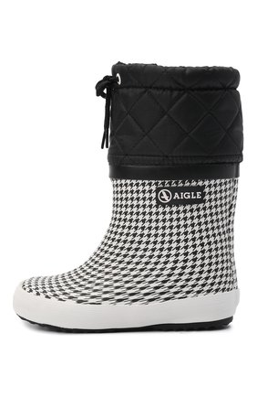 Детские сапоги AIGLE черно-белого цвета по цене 4750 руб., арт. 2508B2/GIB0ULEE PRINT | Фото 2 Детские сапоги AIGLE черно-белого цвета, арт. 2508B2/GIB0ULEE PRINT | Фото 2 (Материал утеплителя: Натуральный мех, Шерсть; Материал внешний: Резина)