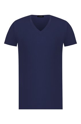 Мужская хлопковая футболка HANRO темно-синего цвета, арт. 073089 | Фото 1 (Материал внешний: Хлопок; Длина (для топов): Стандартные; Рукава: Короткие; Кросс-КТ: домашняя одежда; Мужское Кросс-КТ: Футболка-белье; Региональные ограничения белый список (Axapta Mercury): RU)