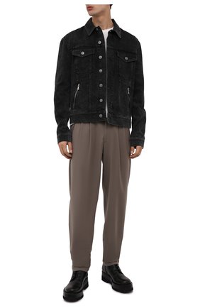 Мужская джинсовая куртка BALMAIN темно-серого цвета, арт. XH1TC150/DB67 | Фото 2 (Материал внешний: Хлопок, Деним; Рукава: Длинные; Длина (верхняя одежда): Короткие; Кросс-КТ: Куртка, Деним; Стили: Гранж)