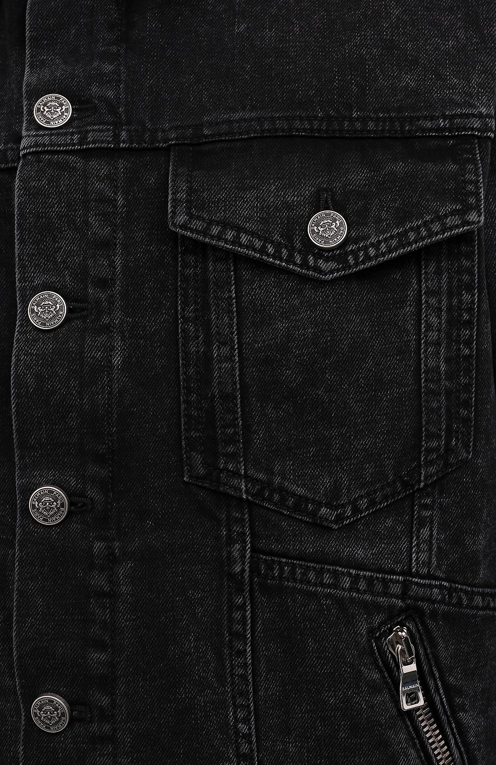 Мужская джинсовая куртка BALMAIN темно-серого цвета, арт. XH1TC150/DB67 | Фото 5 (Кросс-КТ: Куртка, Деним; Рукава: Длинные; Стили: Гранж; Материал внешний: Хлопок, Деним; Длина (верхняя одежда): Короткие)