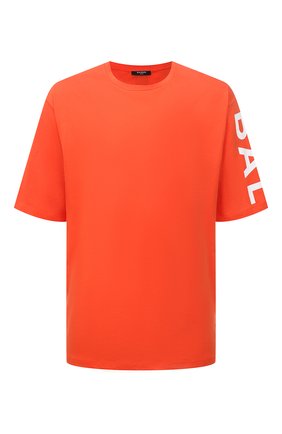 Мужская хлопковая футболка BALMAIN оранжевого цвета, арт. XH1EH015/BB15 | Фото 1 (Материал внешний: Хлопок; Длина (для топов): Удлиненные; Принт: С принтом; Рукава: Короткие; Стили: Спорт-шик)