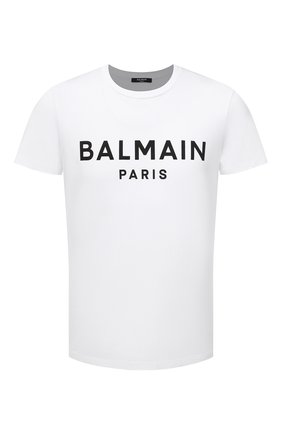Мужская хлопковая футболка BALMAIN белого цвета, арт. XH1EF000/BB23 | Фото 1 (Длина (для топов): Стандартные; Материал внешний: Хлопок; Рукава: Короткие; Стили: Кэжуэл; Принт: С принтом)