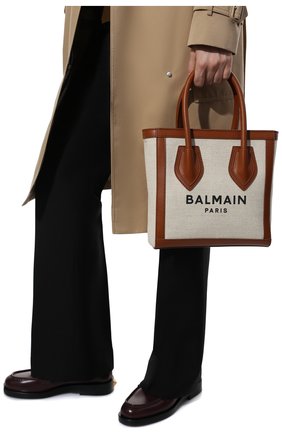 Женский сумка-тоут b-army 23 BALMAIN бежевого цвета, арт. XN1FA660/TCFN | Фото 2 (Сумки-технические: Сумки-шопперы; Ремень/цепочка: На ремешке; Материал: Текстиль; Размер: small)