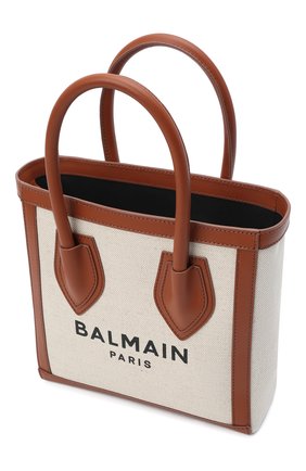 Женский сумка-тоут b-army 23 BALMAIN бежевого цвета, арт. XN1FA660/TCFN | Фото 5 (Сумки-технические: Сумки-шопперы; Ремень/цепочка: На ремешке; Материал: Текстиль; Размер: small)