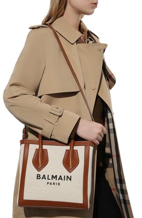 Женский сумка-тоут b-army 23 BALMAIN бежевого цвета, арт. XN1FA660/TCFN | Фото 6 (Сумки-технические: Сумки-шопперы; Ремень/цепочка: На ремешке; Материал: Текстиль; Размер: small)