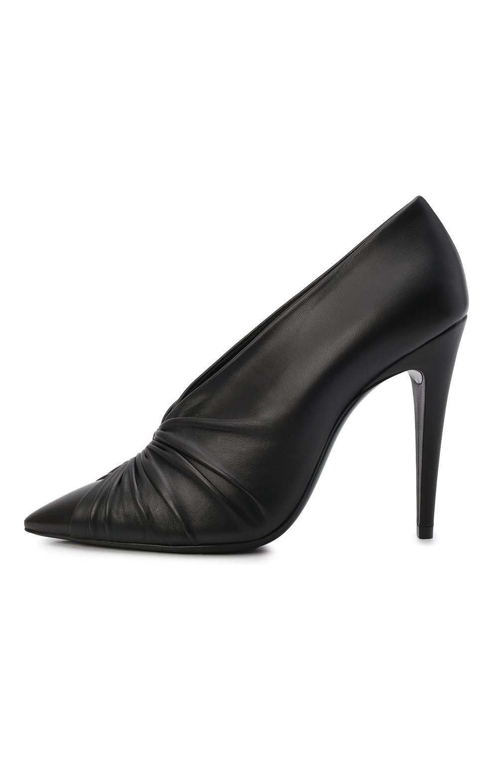 Женские кожаные туфли indya SAINT LAURENT черного цвета, арт. 674887/AAABZ | Фото 4 (Каблук высота: Высокий; Материал внешний: Кожа; Материал внутренний: Натуральная кожа; Каблук тип: Шпилька; Подошва: Плоская)
