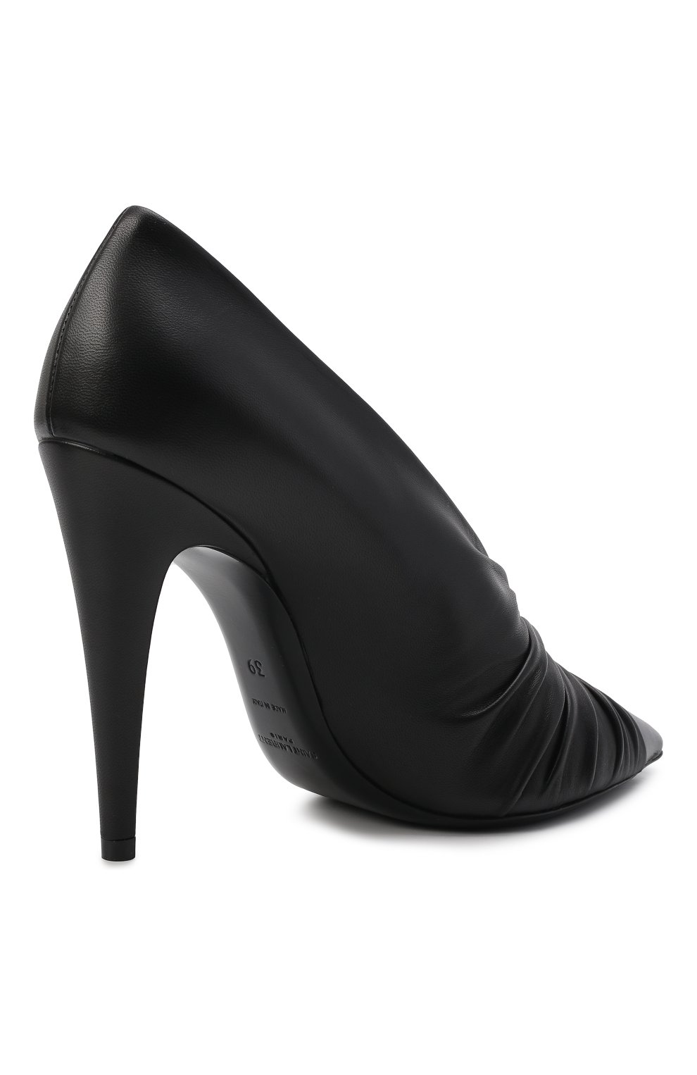 Женские кожаные туфли indya SAINT LAURENT черного цвета, арт. 674887/AAABZ | Фото 5 (Каблук высота: Высокий; Материал внешний: Кожа; Материал внутренний: Натуральная кожа; Каблук тип: Шпилька; Подошва: Плоская)