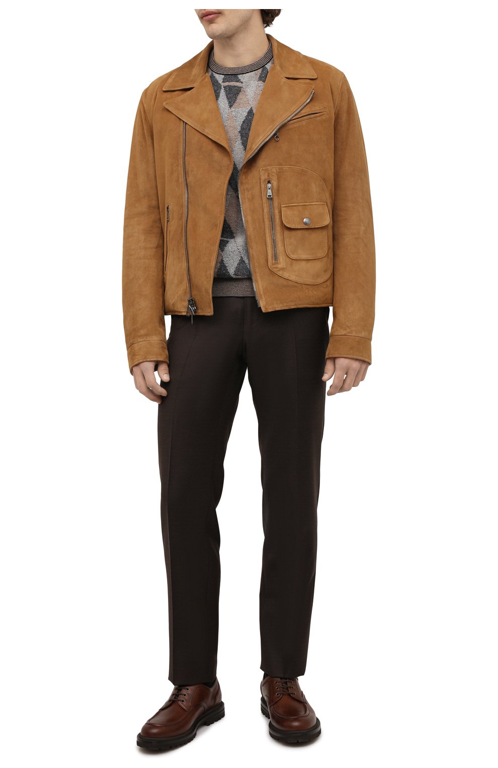 Мужская замшевая куртка RALPH LAUREN светло-коричневого цвета, арт. 790854801 | Фото 2 (Кросс-КТ: Куртка; Материал внешний: Замша, Натуральная кожа; Рукава: Длинные; Мужское Кросс-КТ: утепленные куртки, Кожа и замша; Длина (верхняя одежда): Короткие; Материал подклада: Вискоза; Стили: Кэжуэл)