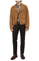 Мужская замшевая куртка RALPH LAUREN светло-коричневого цвета, арт. 790854801 | Фото 2 (Кросс-КТ: Куртка; Материал внешний: Замша, Натуральная  кожа; Рукава: Длинные; Мужское Кросс-КТ: утепленные куртки, Кожа и замша; Длина (верхняя одежда): Короткие; Материал подклада: Вискоза; Стили: Кэжуэл)