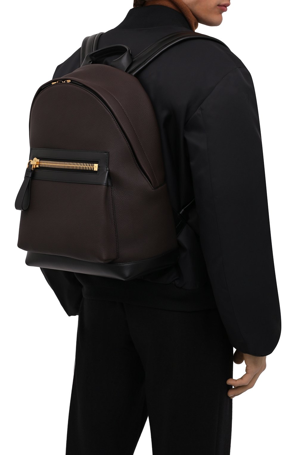 Мужской кожаный рюкзак TOM FORD темно-коричневого цвета, арт. H0397T-LCL213 | Фото 2 (Материал: Натуральная кожа; Размер: large)