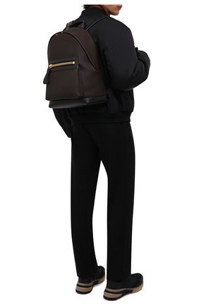 Мужской кожаный рюкзак TOM FORD темно-коричневого цвета, арт. H0397T-LCL213 | Фото 3 (Материал: Натуральная кожа; Размер: large)