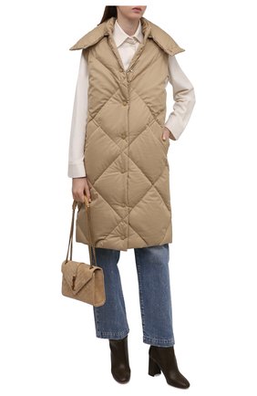 Женский пуховый жилет nocton BURBERRY бежевого цвета по цене 190500 руб., арт. 8044716 | Фото 2 Женский пуховый жилет nocton BURBERRY бежевого цвета, арт. 8044716 | Фото 2 (Материал утеплителя: Пух и перо, Шерсть; Материал внешний: Хлопок; Длина (верхняя одежда): До колена; Кросс-КТ: Пуховик; Стили: Кэжуэл)