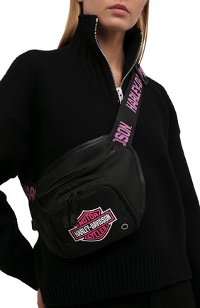 Женская поясная сумка HARLEY-DAVIDSON черного цвета, арт. 99426 Pink | Фото 2 (Материал: Текстиль; Стили: Спорт)