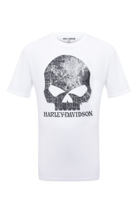 Мужская хлопковая футболка HARLEY-DAVIDSON белого цвета, арт. 96062-22VM | Фото 1 (Материал внешний: Хлопок; Принт: С принтом; Рукава: Короткие)